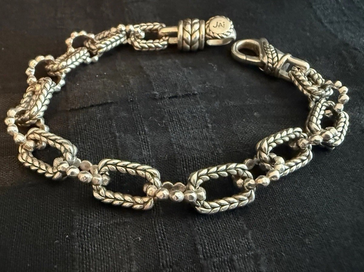 Jai John Hardy Sterling Silver Wheat Pattern Link Bracelet 7.75" 27.5g View 3
