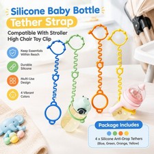 Flexible Silicone Safety Tether Compatible With Baby Bottle Cup Toy Anti-Drop