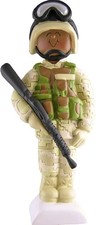Armed Forces in Fatigues Male African-American Personalized Christmas Tree Ornam