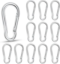 12 Pack Spring Snap Hook Heavy Duty Carabiner Clip for Outdoor Silver 