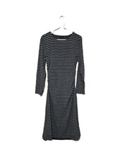 Ann Taylor Women's size LT Striped Long Sleeve Crew Neck Midi Bodycon Dress
