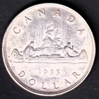 Canada 1935 $1 One Silver Dollar Coin .800 Silver #001 King George V
