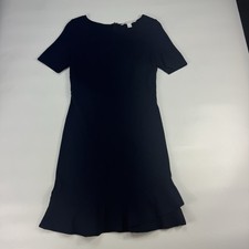 Diane Von Furstenberg Dress Womens 6 Navy Ruffle Hem Sheath Career