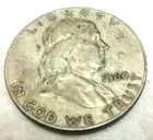 1960-D  Benjamin Franklin Half Dollar 90% Silver, Circulated Collectible
