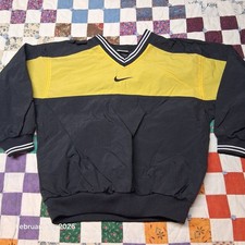 Vintage Nike Pullover Windbreaker Youth Jacket Size Medium 10 12 Black and Gold