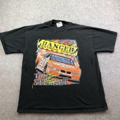 Vintage Tony Stewart Shirt Mens Large Black NASCAR Graphic Chase Authentics Y2K