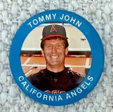 1984 Fun Foods #92 Tommy John California Angels baseball button pin