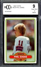 1980 Topps #225 Phil Simms Rookie Card BGS BCCG 9 Near Mint+. rookie card picture