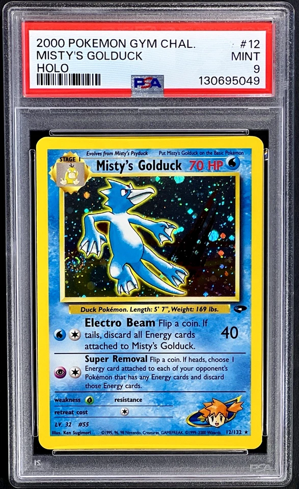 2000 Pokemon MISTY'S GOLDUCK Gym Challenge HOLO RARE Card 12/132 SWIRL - PSA 9 - Image 2 of 3