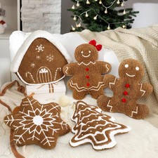 5 Pcs Gingerbread Christmas Decorations Christmas Throw Pillows Stuffed Plush...