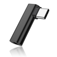 HATMINI 90 Degree USB C to 3.5mm Headphone Adapter,90 Type C Black