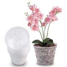 Orchid Pots with Holes 7 inch 10Pack Clear Orchid Pot Plastic Plant Pot Flowe...