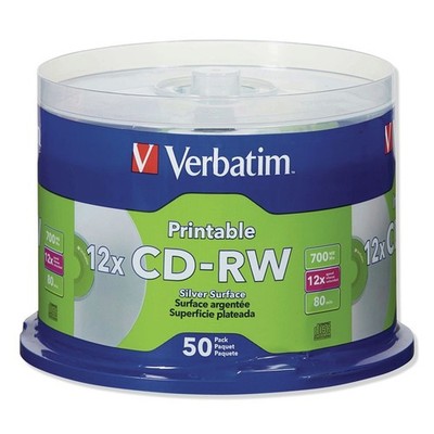 Verbatim 95159 700 MB/80 min. RP Spindle 4X CD-RW Discs - SIL (50/Pack) New