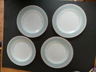 4 mcbeth enans 9" cremax petalware depression glass pastel trim dinner plates