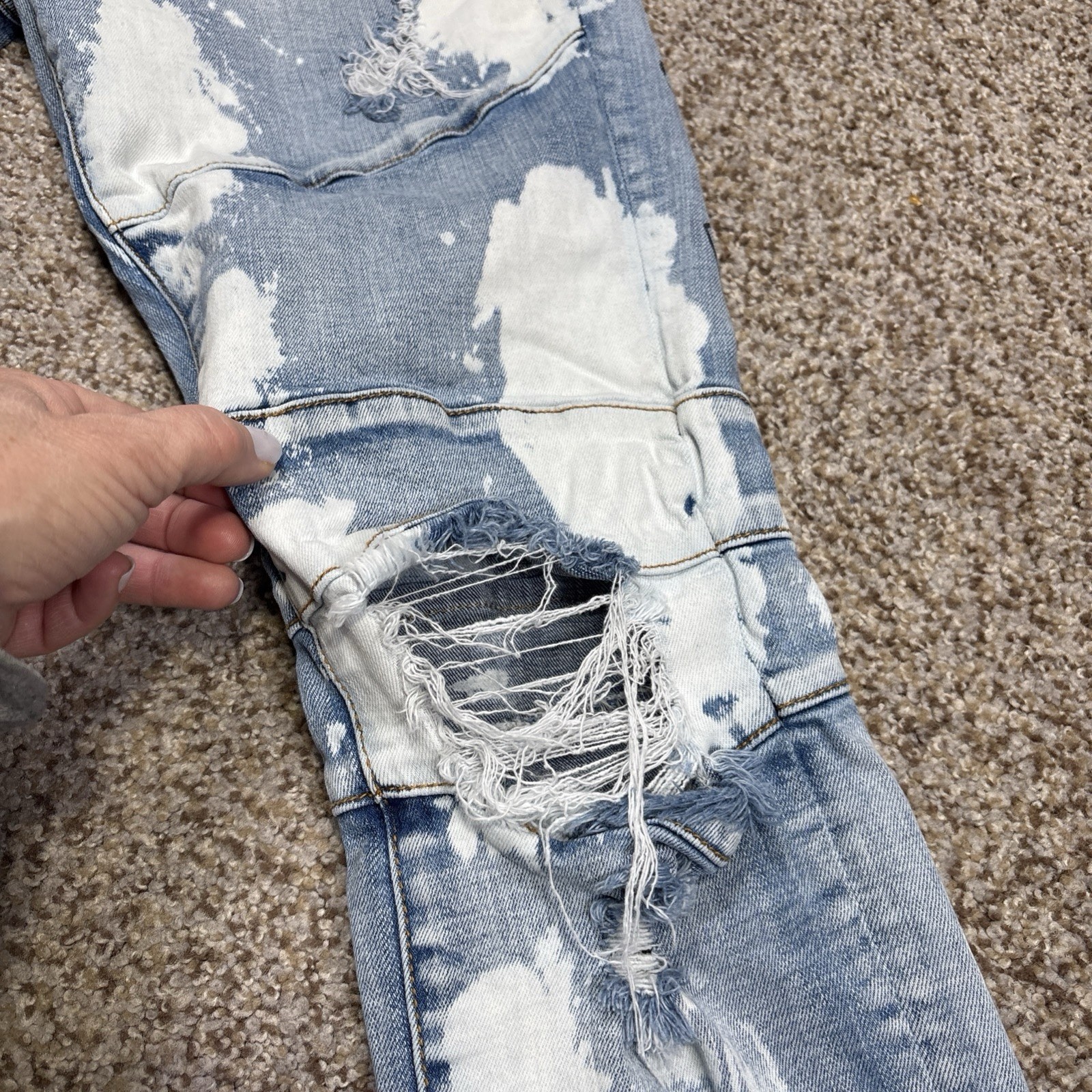 Crysp Distressed Skinny Jeans Men’s 32 X 30.5 Blue Stretch Denim Distressed - View 6