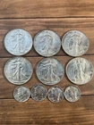 LARGE - Lot Of 6 BU UNC + Walking Liberty Half Dollars 4 AU-BU UNC Mercury Dimes