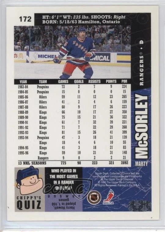 1996-97 Upper Deck Collector's Choice Marty McSorley #172 - Image 2 of 2
