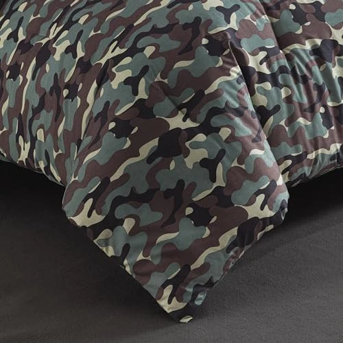 Juego de cama camuflaje militar estampado microfibra suave 3 piezas verde militar Foto 4 de 4