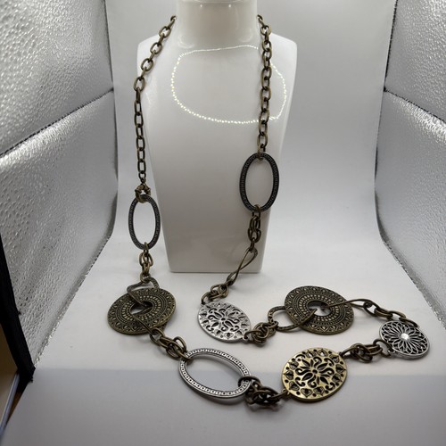 Premier Designs Necklace Francesca Long Antiqued Silver Gold