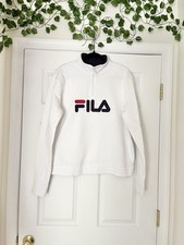 FILA White Quarter Zip Pullover Sweater Size L