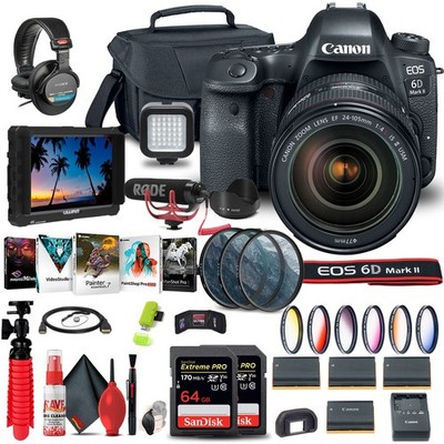 Canon EOS 6D Mark II Camera with 24-105mm f/4L II Lens (1897C009) + 64GB + More