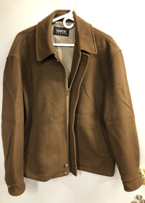 Newport Harbor Wool Coat Mens Size L Dark Brown Full Zip Jacket