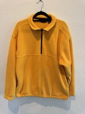 Vintage Eddie Bauer Ebtek Mens Full Zip Fleece Vest Yellow Polartec USA Made Med