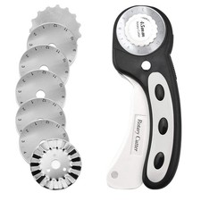 Rotary Cutter with 7 Replacement Blades, Fabric Cutter with Ergonomic Handle and...
