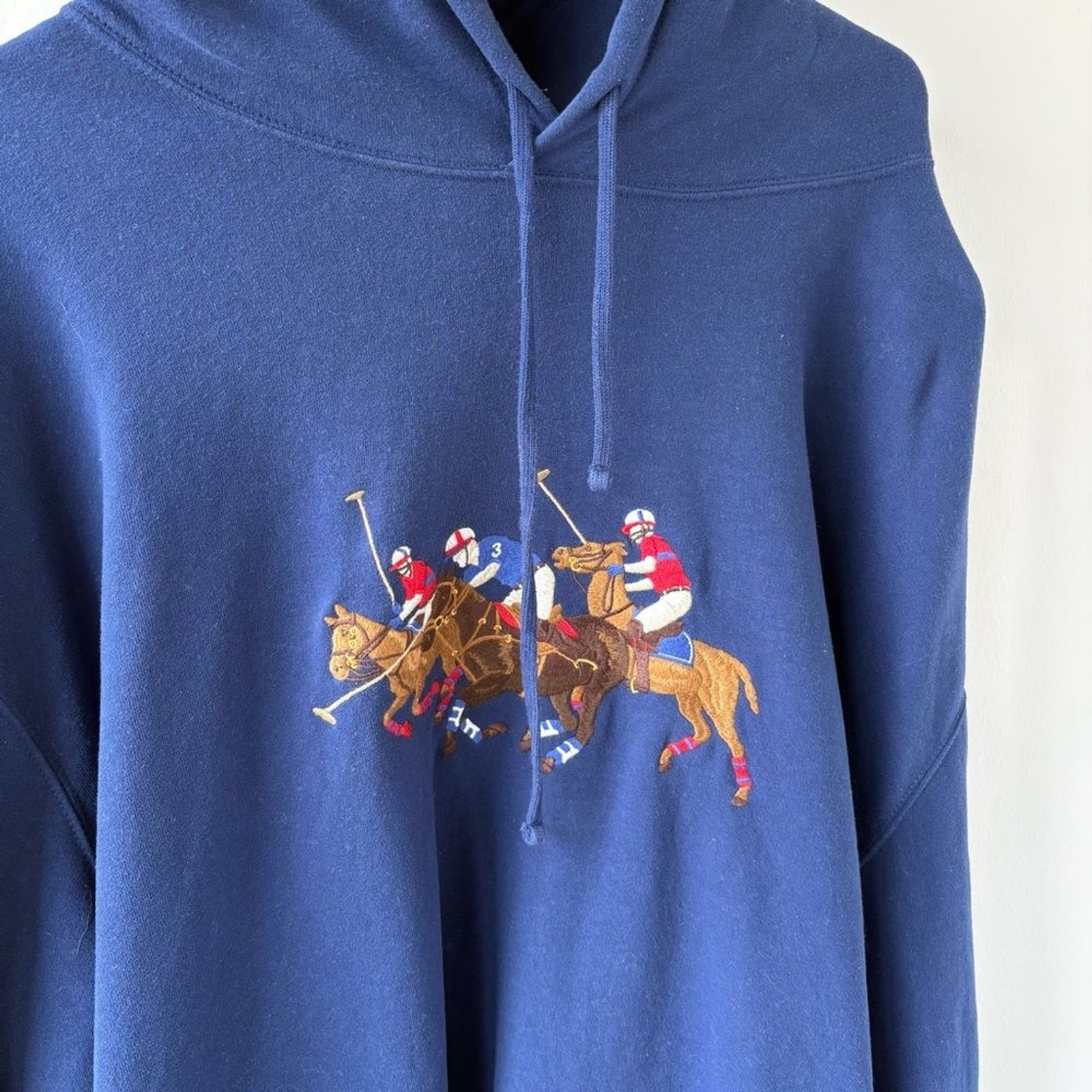 Polo Ralph Lauren Triple Pony Fleece Navy Felpa con Cappuccio Uomo 4XL Misto Cotone Poliestere