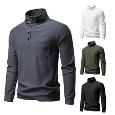 Men's Casual Knitted Sweatshirt Solid Color Long Sleeve Pullover Sweatshirt