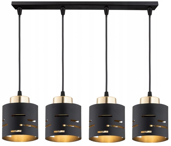 HäNgelampe Esstisch 4-Flammig Schwarz Gold E27 L:70 Cm Pendelleuchte Esszimmer-image