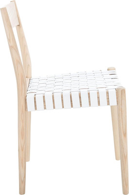 Eluned Woven Leather Accent Chair Set - White/Natural Living Room Style