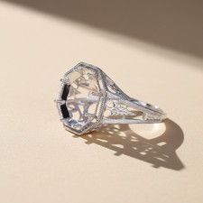 925 Sterling Silver 13x13mm Hexagon Semi Mount Ring-Vintage Style Filigree Ring