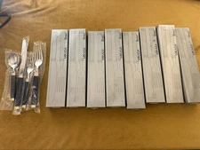 SERVICE FOR 8 + Xtras Mikasa Navy Blue Braided Handle Stainless