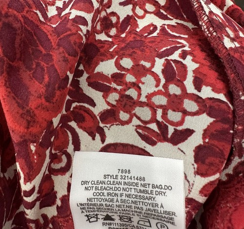 Tory Burch Size 8 Women’s 100% Silk Cora Long Sleeve Floral Shirt Dress Red - Picture 22 of 22