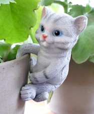 Kantenhänger Kantensitzer Katze Kätzchen Dekofigur Topfhänger Figur 10cm