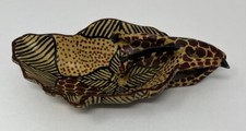 African Hand Carved Wooden Bowl Dish Candy Trinket Giraffe Safari Animal Print