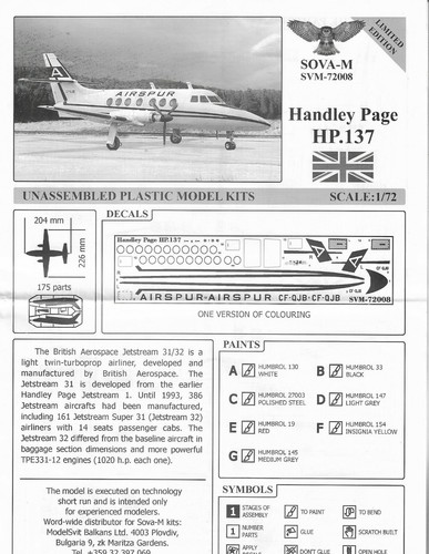 Kit maquette plastique avion HP-137 "Handley Page" SOVA-M SVM 72008 échelle 1:72 - Photo 23/24