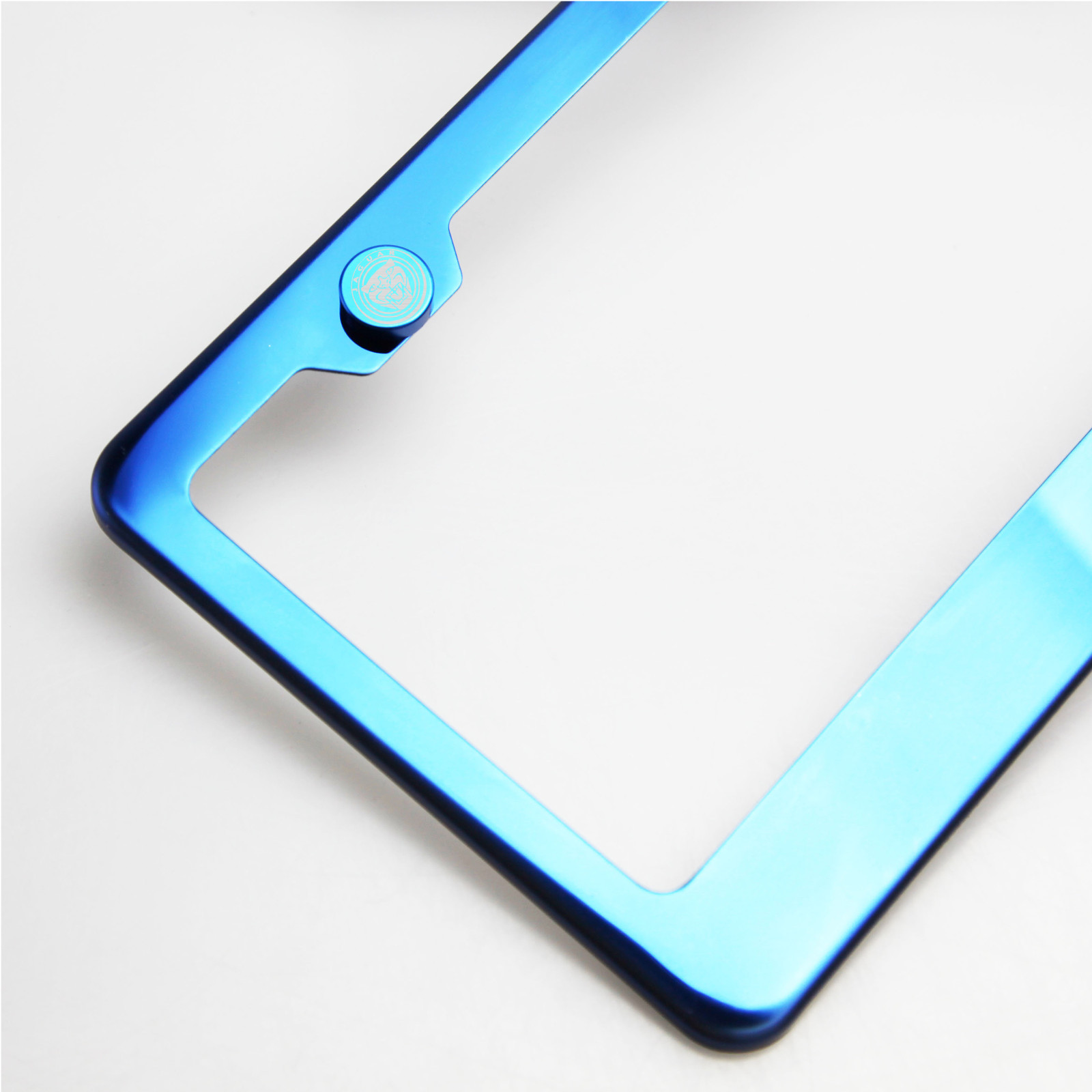 Laser Etched Blue Aluminum Jaguar License Plate Frame Bolt Fastener