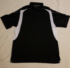 Champion Mens Shirt Size Small Black White Short Sleeve Collared Polo Buttons