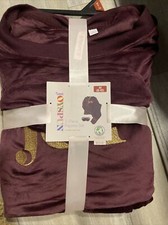 Joyspun Women's Velour Purple JOY Pajama Sleep Set w Eye Mask 3Pc Set Size M 10