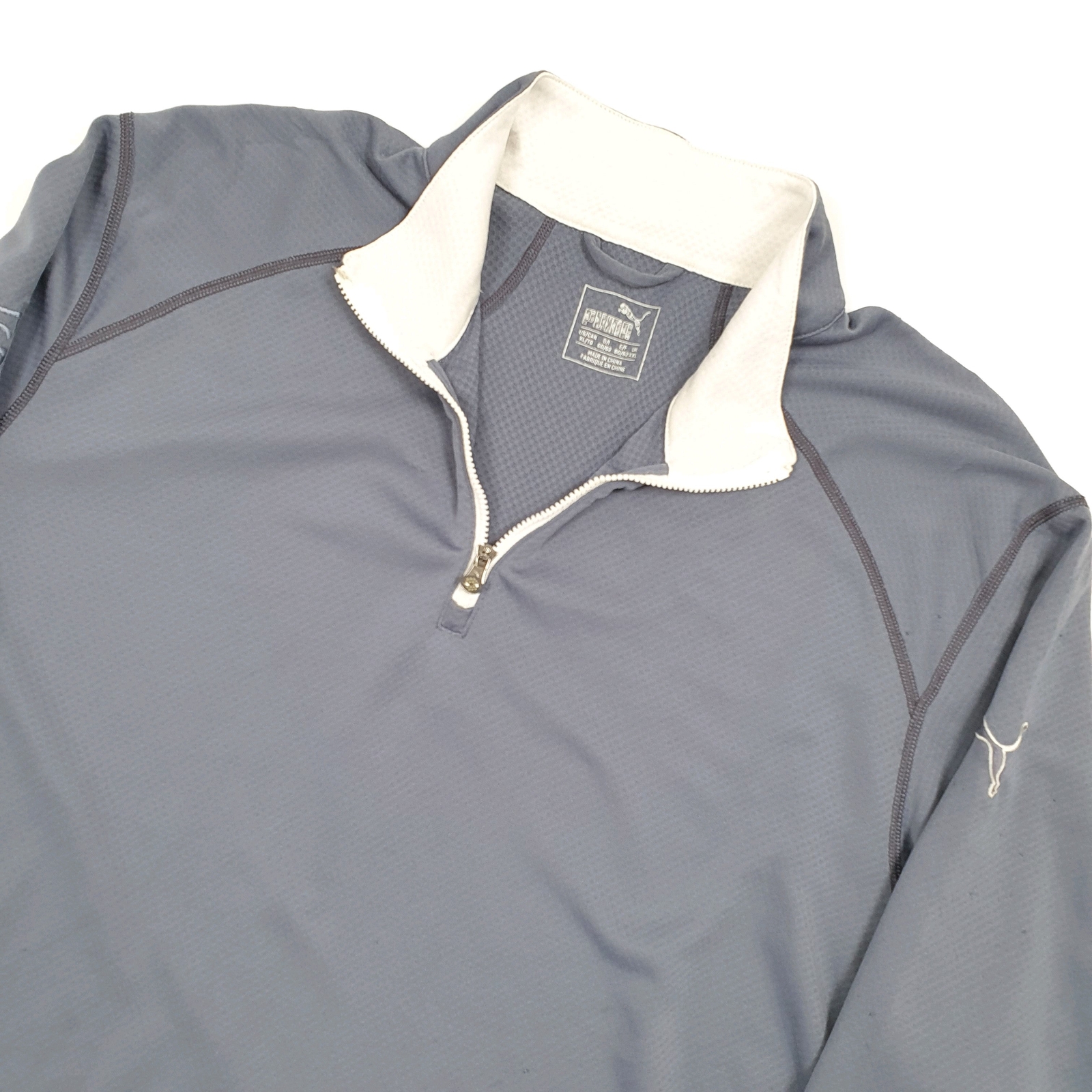 Mens PUMA Cotton 1/4 Quarter Zip Jumper Sweatshirt L image 2