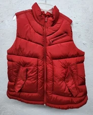ARIZONA JEAN CO. Womens Size L Red Full Zip Sleeveless Puffer Vest