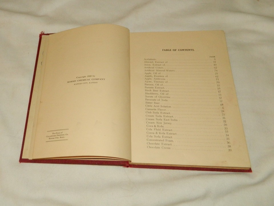 Vintage 1910 "The Bottlers' Formulary" Morris CocaCola Recipe