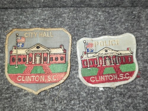 Vintage Lot Of 2 Used Clinton South Carolina Police Patch & City Hall Patch