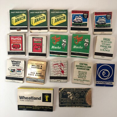 Lot of 17 Collectible Match Books Various Companies & Products Some Dupes