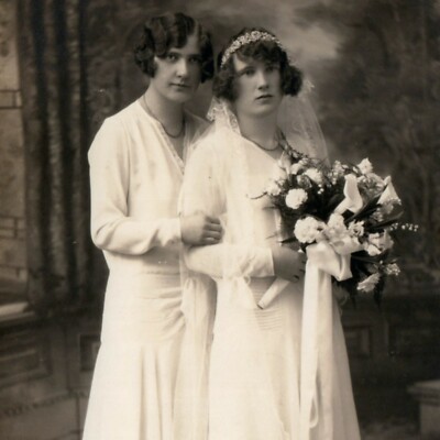 RPPC Wedding Young Bride Women Gorman's Studio Detroit Michigan MI Postcard