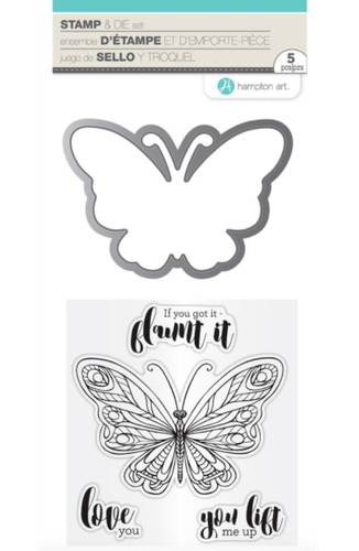 Lift Me Up Butterfly Clear Acrylic Stamp & Die Set by Hampton Art SC0770 NEW! - Picture 3 of 3