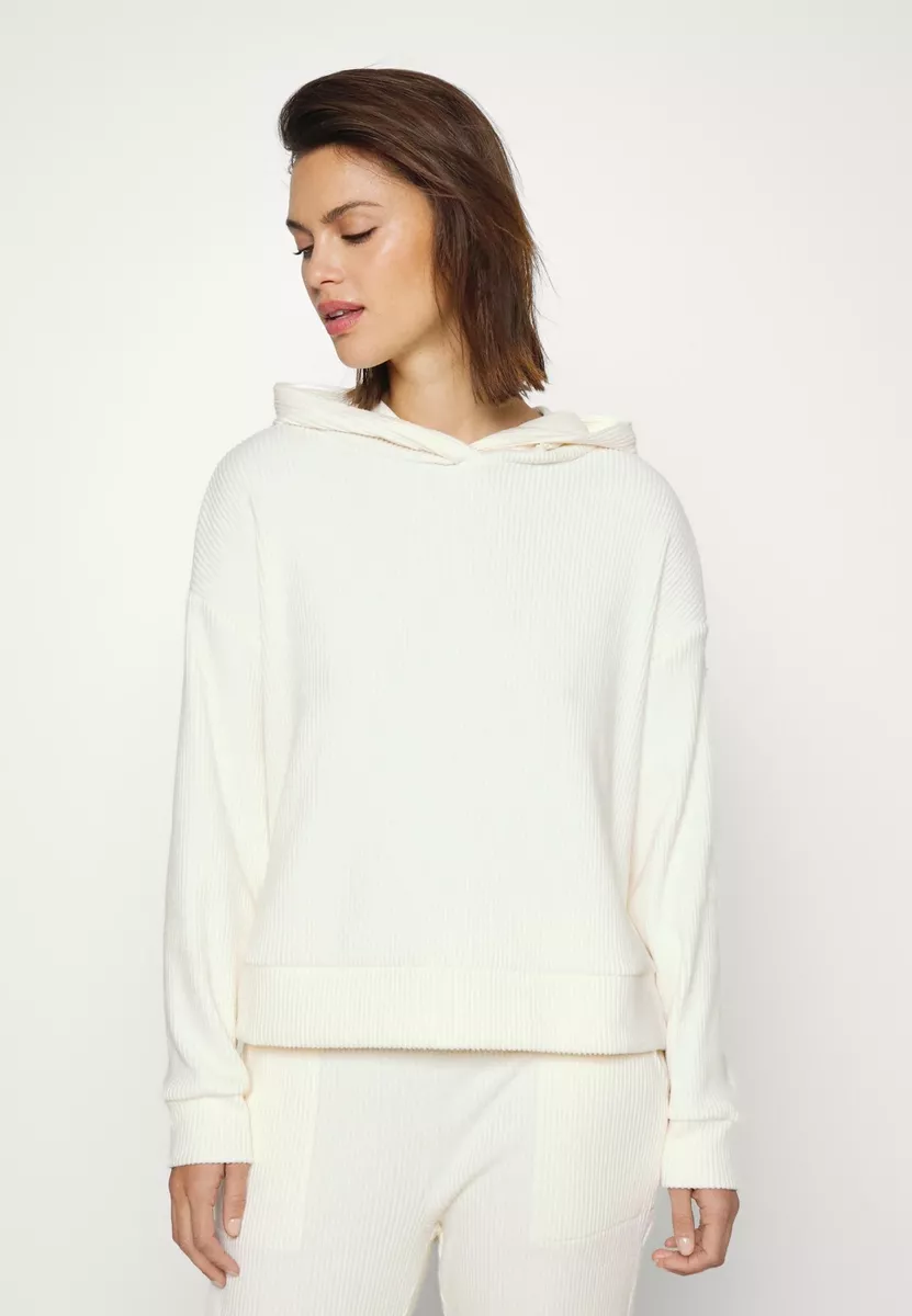 GAP Size XL Women's Cozy Ribbed Hoodie Long Sleeve Pullover Ivory Frost