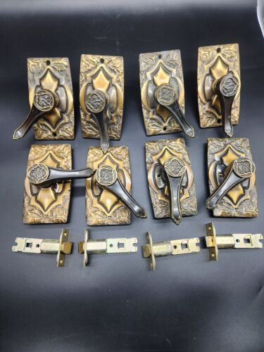 Vintage Amerock English Monterey Brass Door Handle Sets 1970s SS